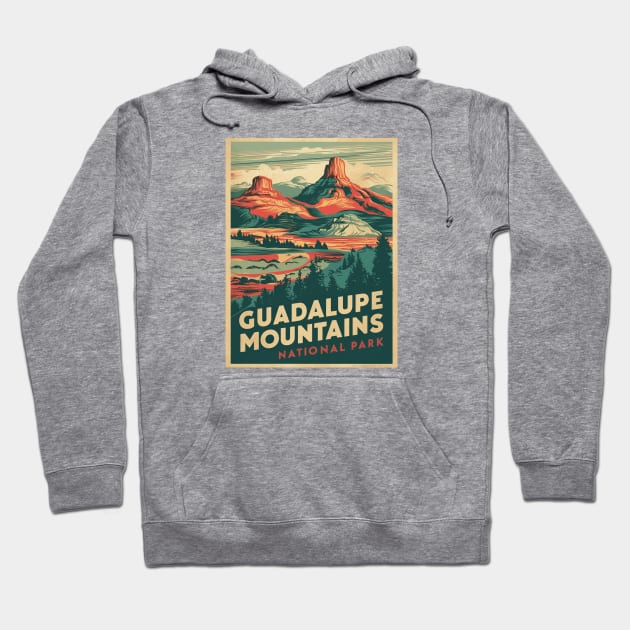 Vintage poster Guadalupe Mountains National Park Hoodie by Perspektiva